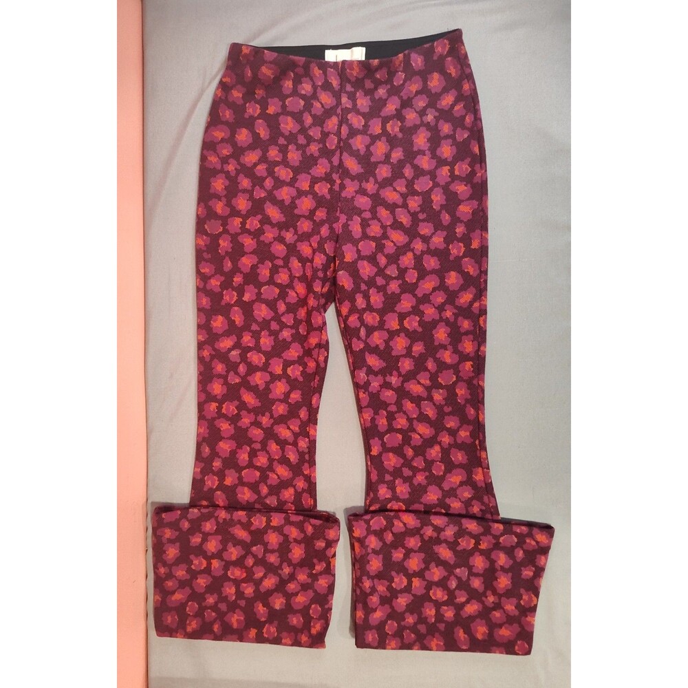 Women's Anthropologie Flare Knit Pants XS Burgundy Pink